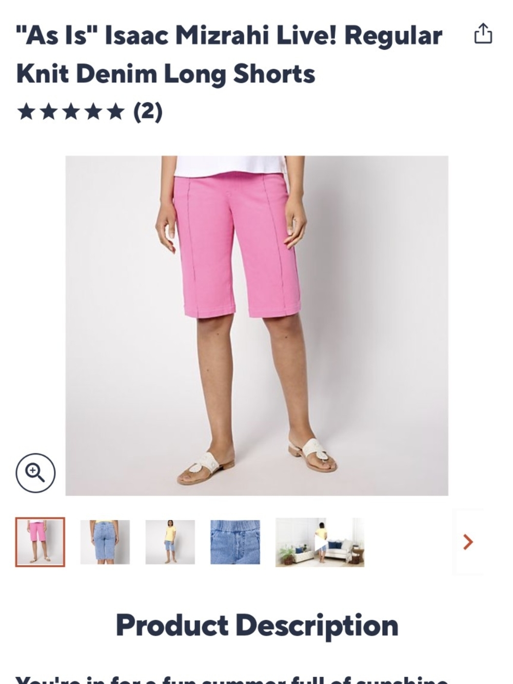 Isaac Mizrahi Bright Pink Knit Denim Bermuda Shorts